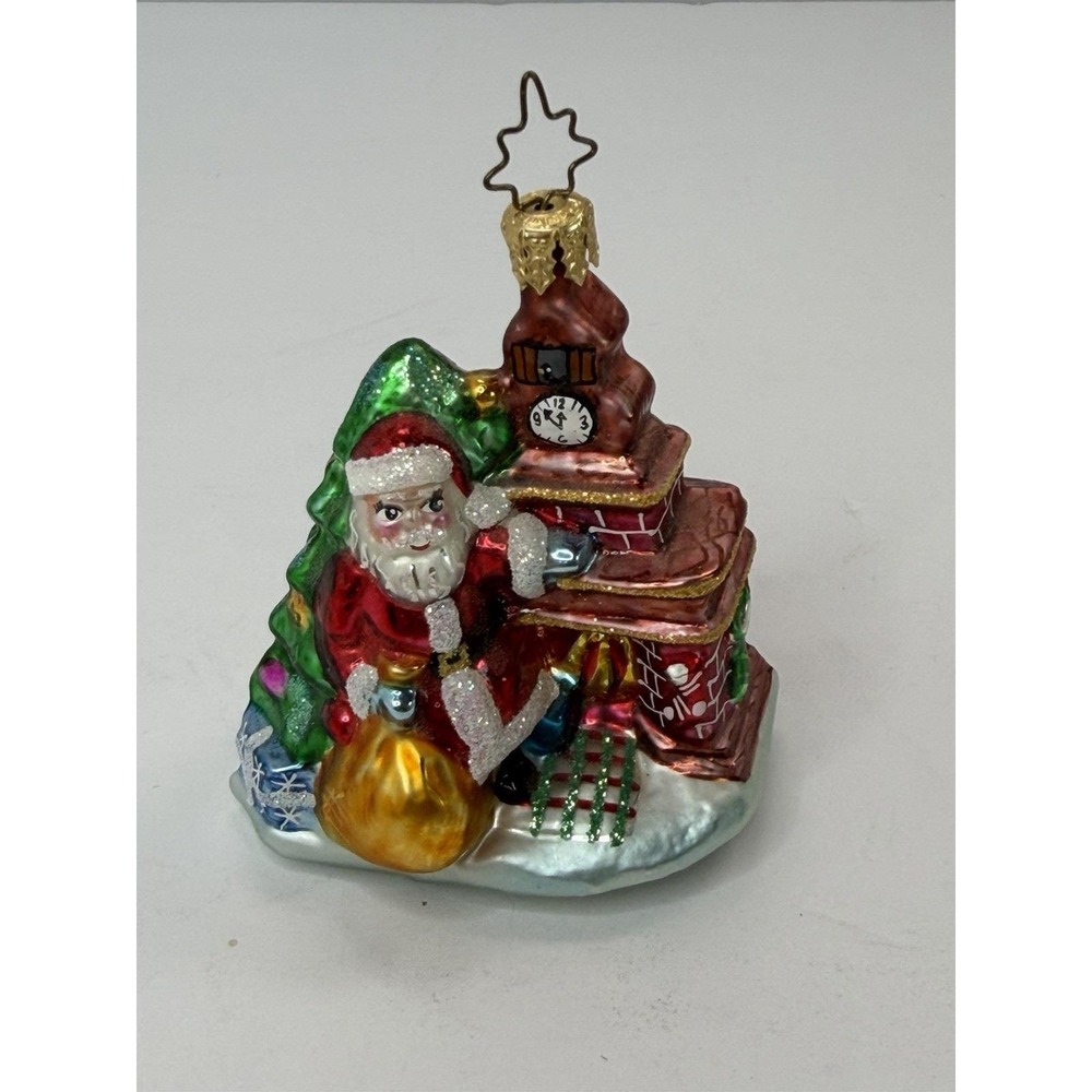 Christopher Radko Christmas Eve Scene Santa Fireplace Little Gem 2002‎ Ornament